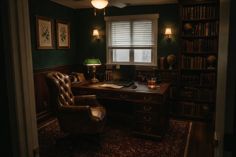 Home Office - Dark Academia after AI renovation