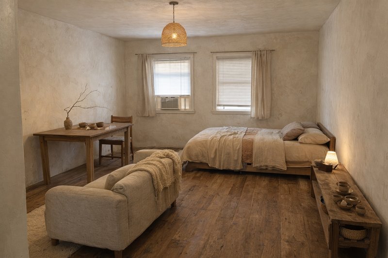 Studio Apartment - Wabi-Sabi after AI renovation